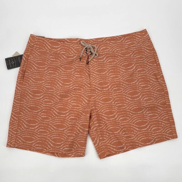 NWT FAHERTY Classic 7" Boardshort Wave Dye Orange Men's Size 42 - Picture 1 of 6